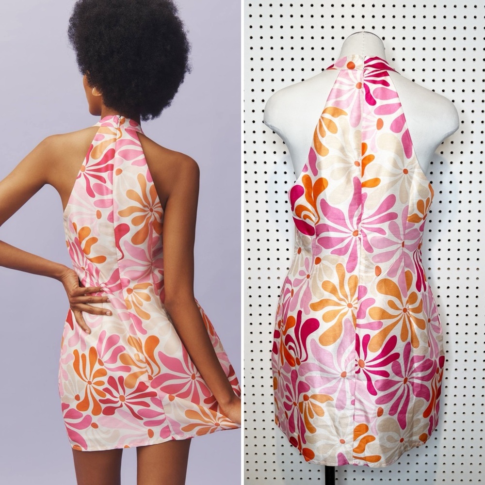 Hutch‎ | NWT Jones Halter Mini Dress, Mod Psychedelic Retro 70's Vibes Sz. M - Picture 2 of 12